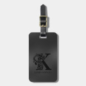 Luxe Monogram K op Dark Grey Bagagelabel (Voorkant verticaal)
