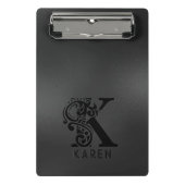 Luxe Monogram K op Dark Grey Mini Klembord (Voorkant)