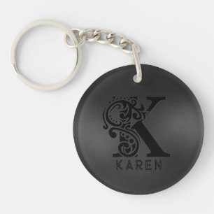 Luxe Monogram K op Dark Grey Sleutelhanger