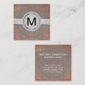 Luxe Monogram | Mandala Pattern Vierkante Visitekaartje (Voorkant / Achterkant)