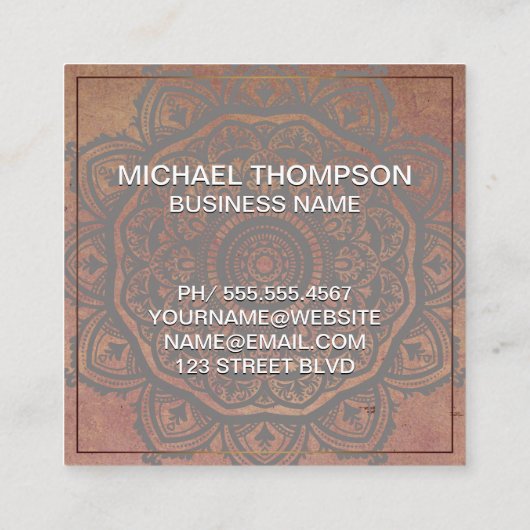 Luxe Monogram | Mandala Pattern Vierkante Visitekaartje (Achterkant)