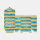 Luxe Monogram Populair Blauw Goud Glitter Bedankdoosjes (Uitgevouwen)