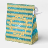 Luxe Monogram Populair Blauw Goud Glitter Bedankdoosjes (Achterkant)