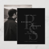 Luxe Monogram Save The Date Kaart. (Voorkant / Achterkant)