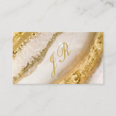 Luxe monogram script gouden marmer visitekaartje (Voorkant)