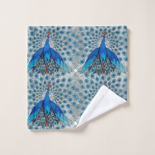 Luxe Monogram Turquoise Turquoise Blue Peacock (Gant de toilette)