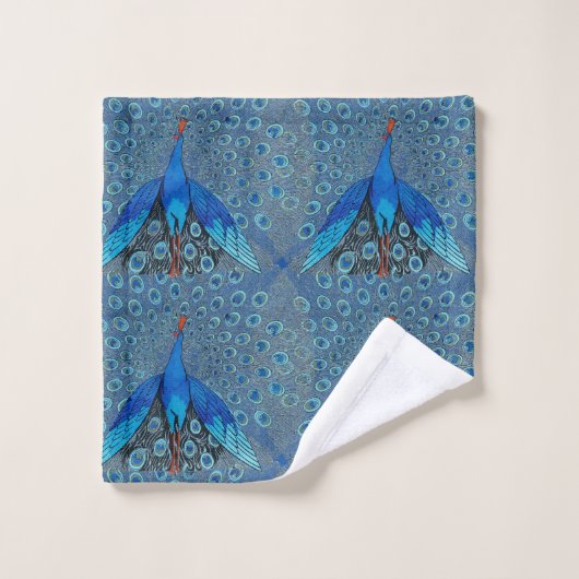 Luxe Monogram Turquoise Turquoise Blue Peacock Mot (Gant de toilette)