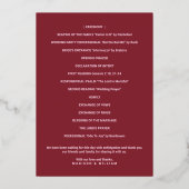 Luxe Monogram Wedding Program Burgundy Gold Folie Uitnodiging (Achterkant)