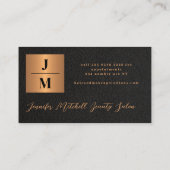Luxe monogram zwart goud professional visitekaartje (Achterkant)