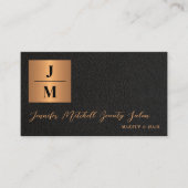 Luxe monogram zwart goud professional visitekaartje (Voorkant)