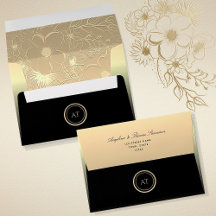 Luxe Monogram Zwart Gouden Trouwfeest