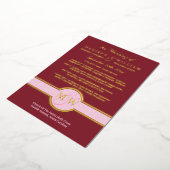 Luxe Monogramme Programme de mariage Bourgogne Or (Rotation)