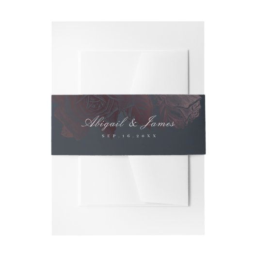 Luxe moody  botanische bloemenbruiloft uitnodigingen wikkel (Voorkant Voorbeeld)