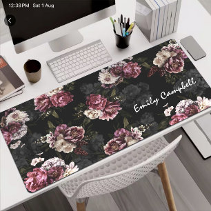 Luxe Moody Rose Witte Bloemige Monogram Bureaumat