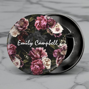 Luxe Moody Rose Witte Botanische Monogram Ronde Button 3,2 Cm