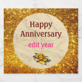 Luxe Mousserende Wijn Goud Glitter Marmer Customiz Sparkling Wijnetiket (Enkel label)