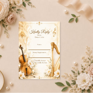 Luxe muzikale elegantie bruiloft RSVP kaartje
