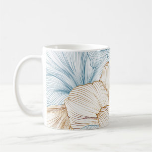 luxe naadloze florale achtergrond met gol koffiemok