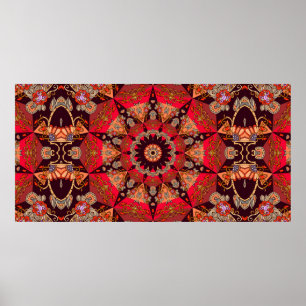 Luxe naadloze versiering met mandala - ster, flow poster