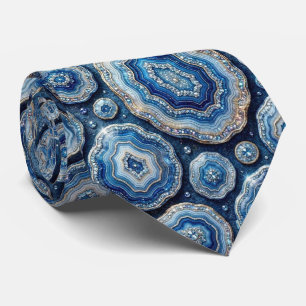 Luxe namaakzijde   Oceaanblauwe geode stropdas