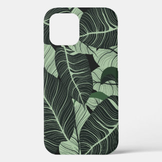 Luxe natuur verlaat achtergrond. Floral patroon, T iPhone 12 Hoesje