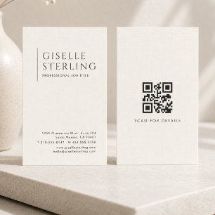 Luxe Natuurlijke Ivoren Linnen QR-code Visitekaartje