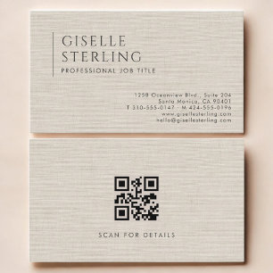 Luxe Natuurlijke Linnen QR-code Visitekaartje