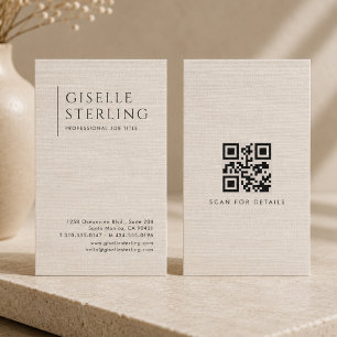 Luxe Natuurlijke Linnen QR-code Visitekaartje