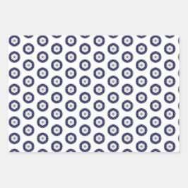 Luxe nautische saffier blauw & wit patroon inpakpapier vel