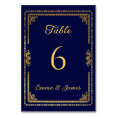 Luxe Navy Blauw en Goud Lijst bruiloft Kaart (Voorkant)