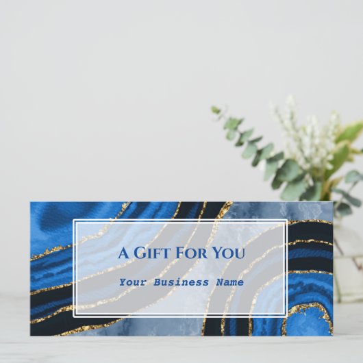 Luxe Navy Blauwe Agate Vergulde Certeficaat (Staand voorkant)