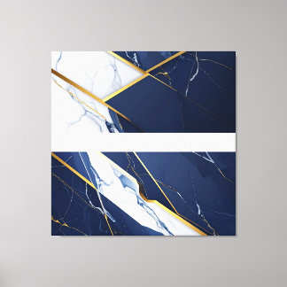 Luxe Navy Blauwe en Gouden Marmeren Geometrische P Canvas Afdruk