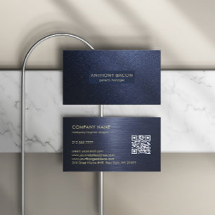 Luxe Navy Blauwe Glitter Visitekaartje