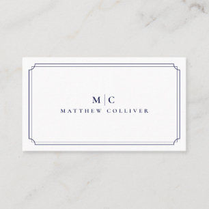 Luxe Navy Blauwe Monogram Zakelijke Visitekaart Visitekaartje