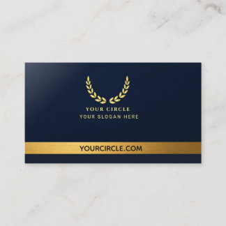 Luxe Navy Blauwe Nep Gouden Krans QR Code Zakelijk Visitekaartje