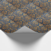 Luxe Navy Blue Gold Damask  Cadeaupapier (Hoek)
