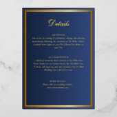 Luxe Navy Blue & Gold Wedding Details Kaart (Voorkant)