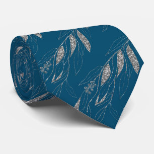 LUXE NAVY BLUE SILVER EUCALYPTUS BOTANICAL STROPDA STROPDAS
