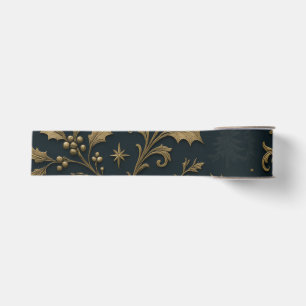 Luxe Navy en Goud Botanische Kerst Grosgrain Lint