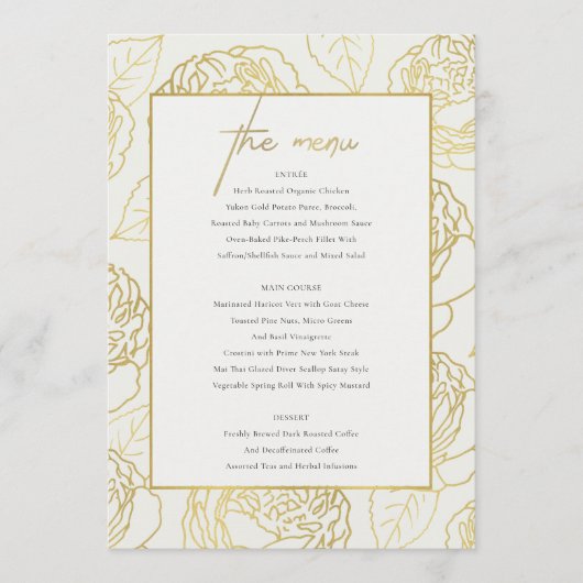 LUXE NAVY FAUX GOLD WHIT ELEGANT MENU FLORAL ROSE (Devant)