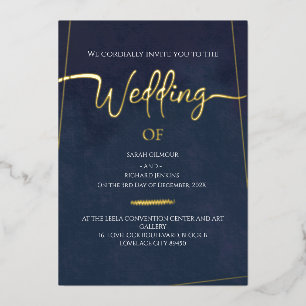 Luxe Navy Fluwelen Gouden Folie Calligrafie Bruilo Uitnodiging