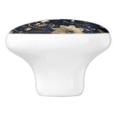 Luxe Navy Gold Floral Keramische Knop (Zijkant)
