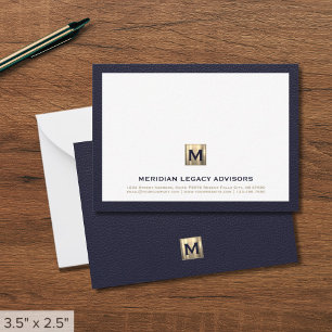 Luxe Navy Gold Law Firm Note Kaart Notitiekaartje