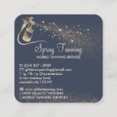 Luxe Navy Gold Square Spray Tan Nazorg Vierkante Visitekaartje (Voorkant)