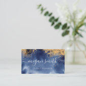 Luxe Navy Gold-Waterverf Visitekaartje (Staand voorkant)
