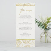 LUXE NAVY GOLD WHITE ELEGANT ROOS FLORAL MENU (Staand voorkant)