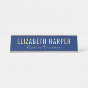 Luxe Navyblauw & Goud Zakelijk Executieve Bureau Naambordje