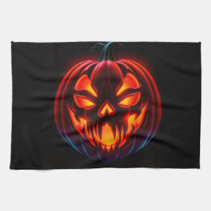 Luxe Neon Pompoen Halloween Keukenhanddoek