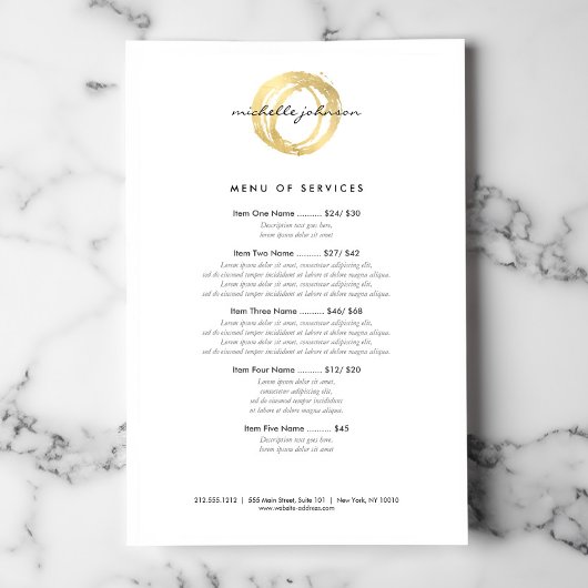 Luxe nep goud geschilderd cirkel ontwerperlogo flyer