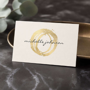 Luxe nep-gouden geschilderd cirkel logo ivoor desi visitekaartje